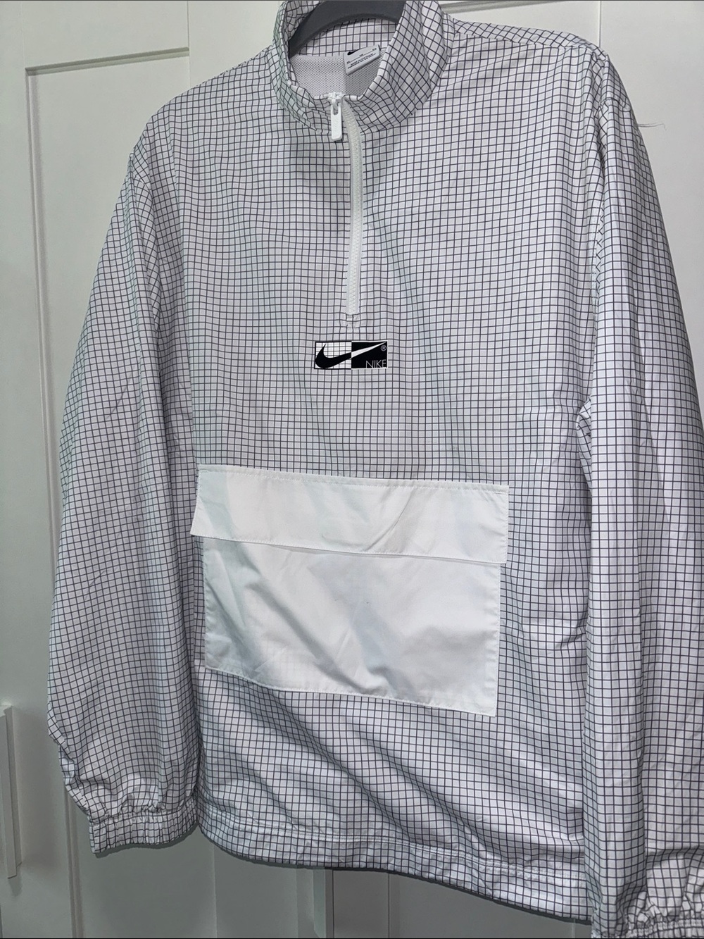 Nike White Grid Pullover Windbreaker Jacket